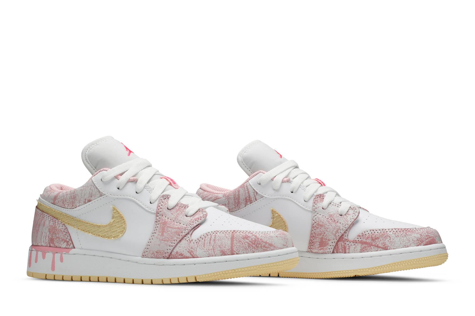 (Grade School) Air Jordan 1 Low Strawberry Ice Cream CW7104-601 Moroen - Image 8