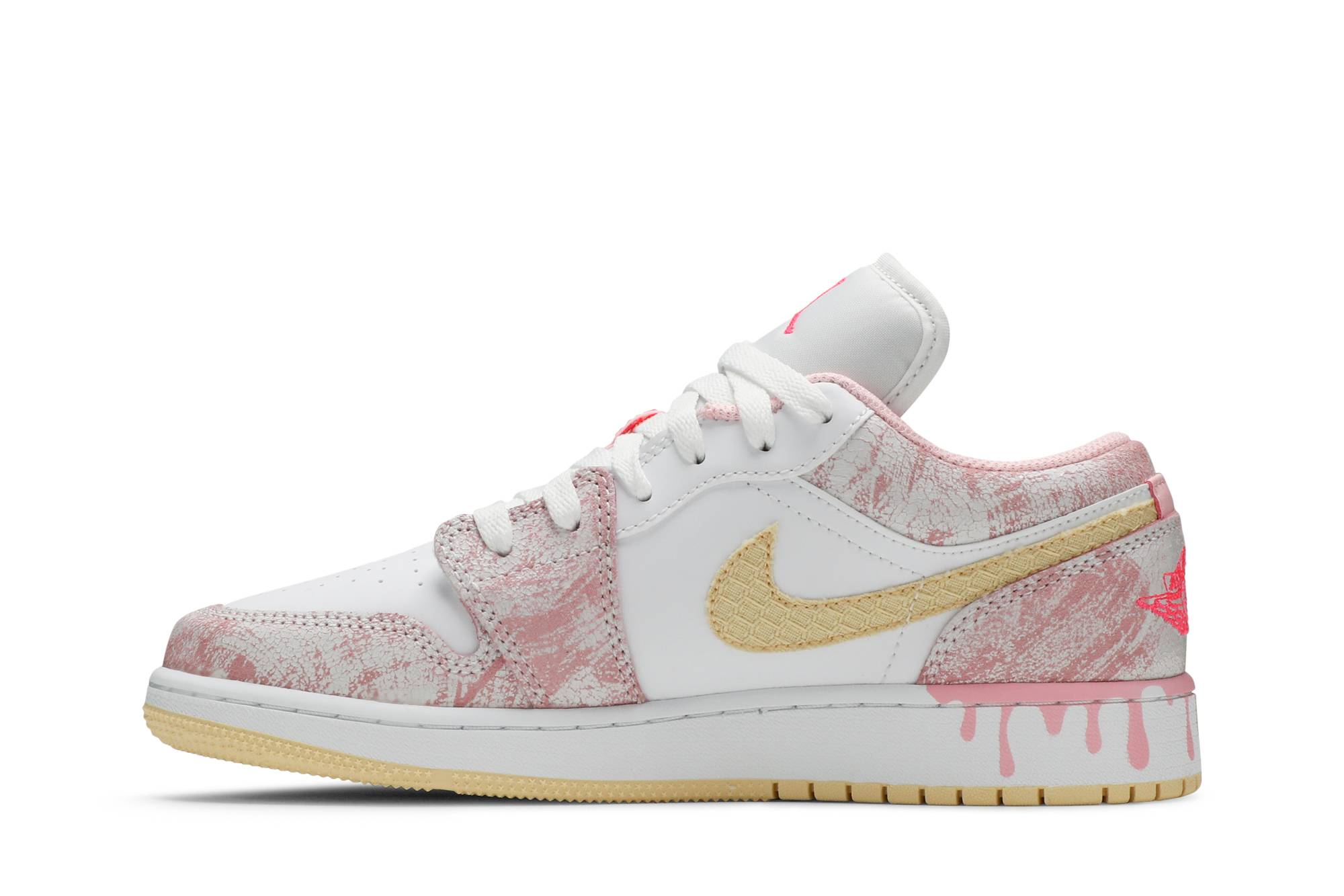 (Grade School) Air Jordan 1 Low Strawberry Ice Cream CW7104-601 Moroen - Image 3