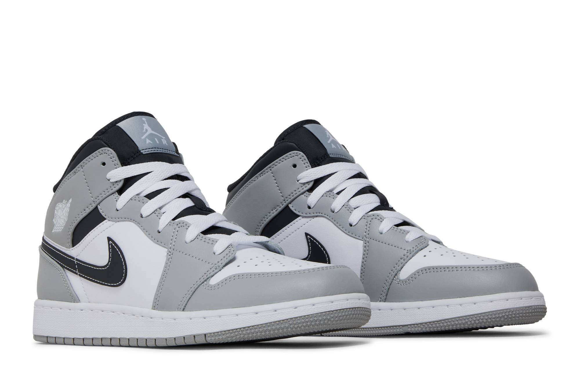 (Grade School) Air Jordan 1 Mid Greyscale 554725-078 Coiloa - Imagem 8