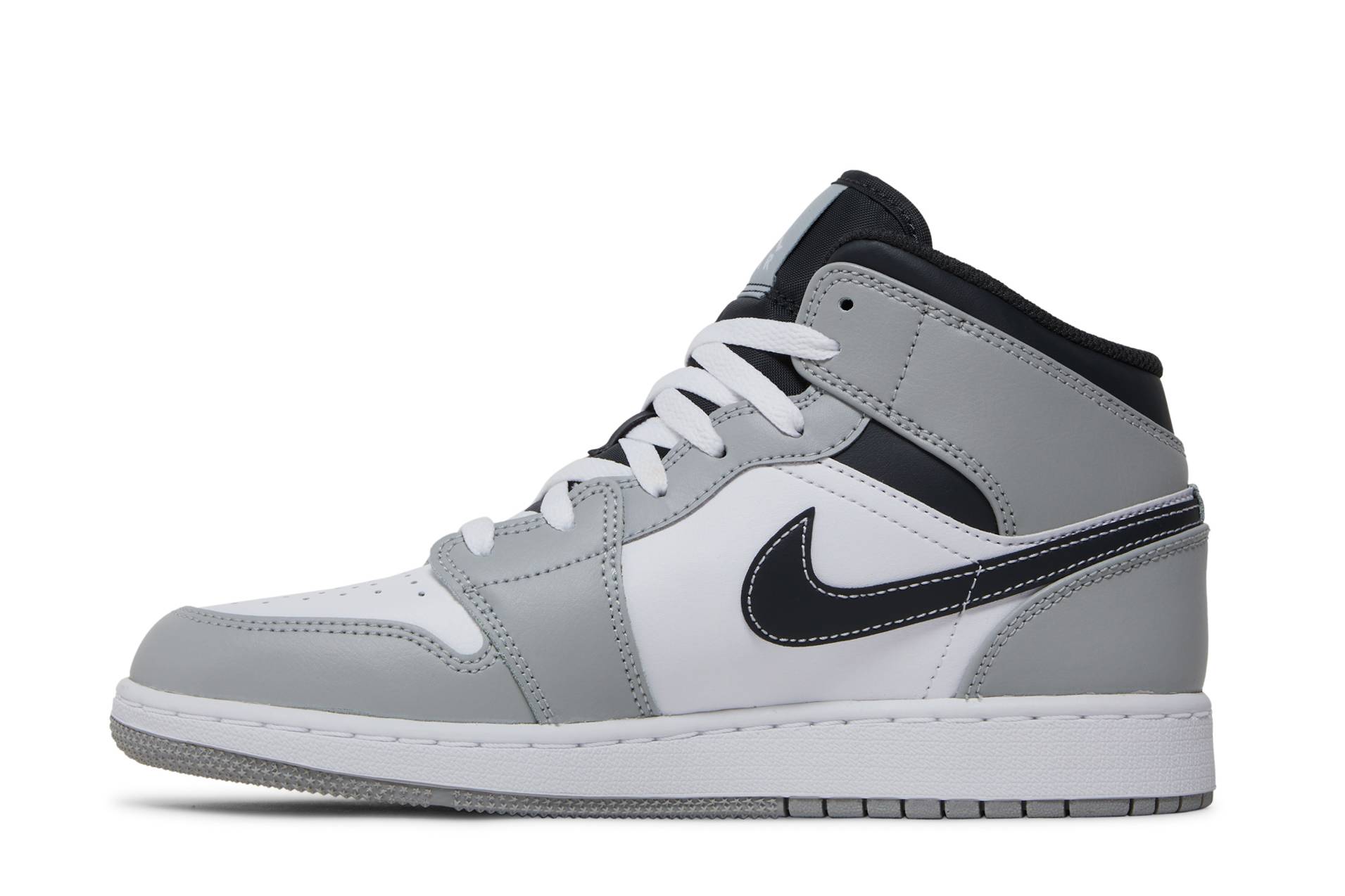 (Grade School) Air Jordan 1 Mid Greyscale 554725-078 Coiloa - Imagem 3