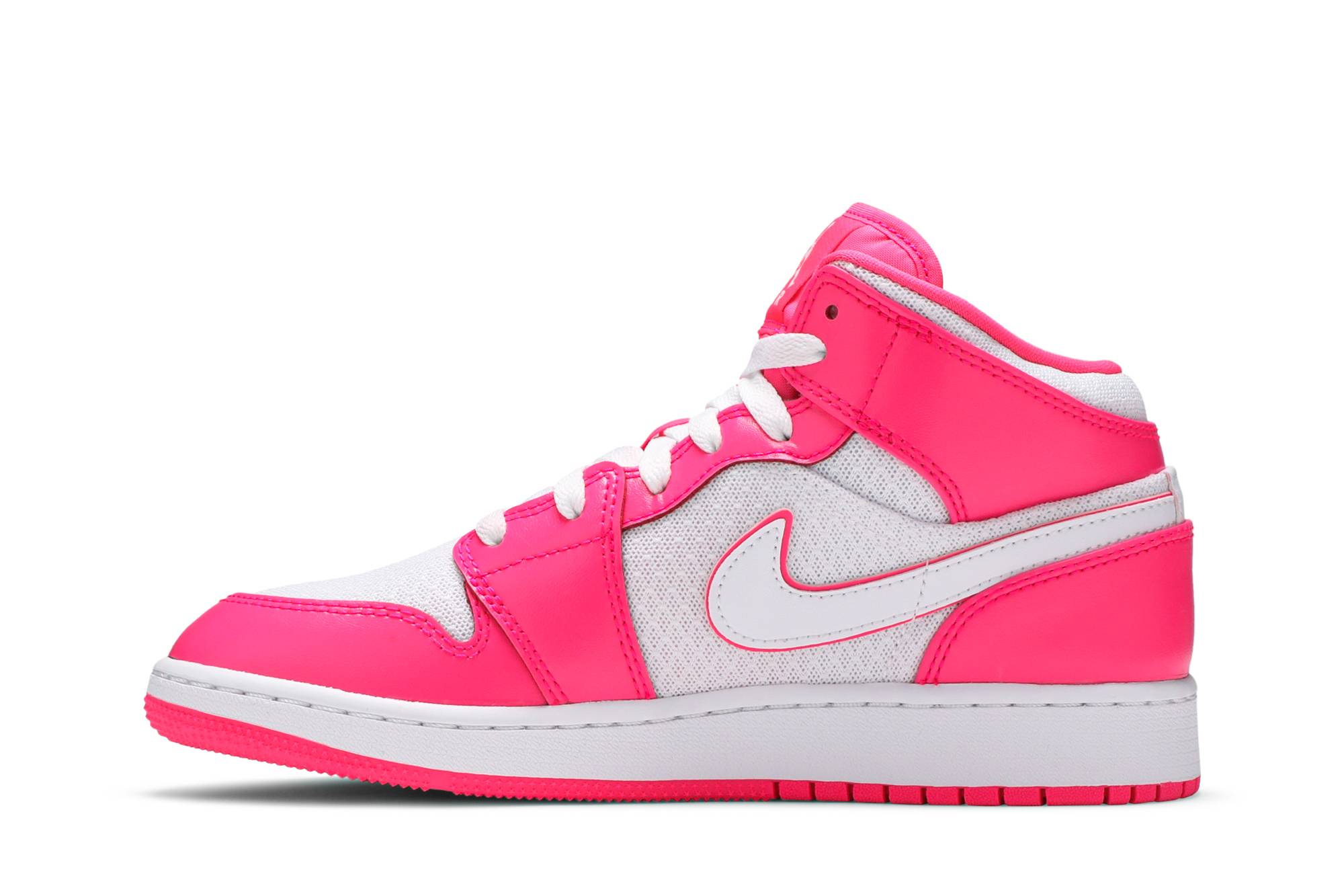 (Grade School) Air Jordan 1 Mid Hyper Pink White 555112-611 - Image 3