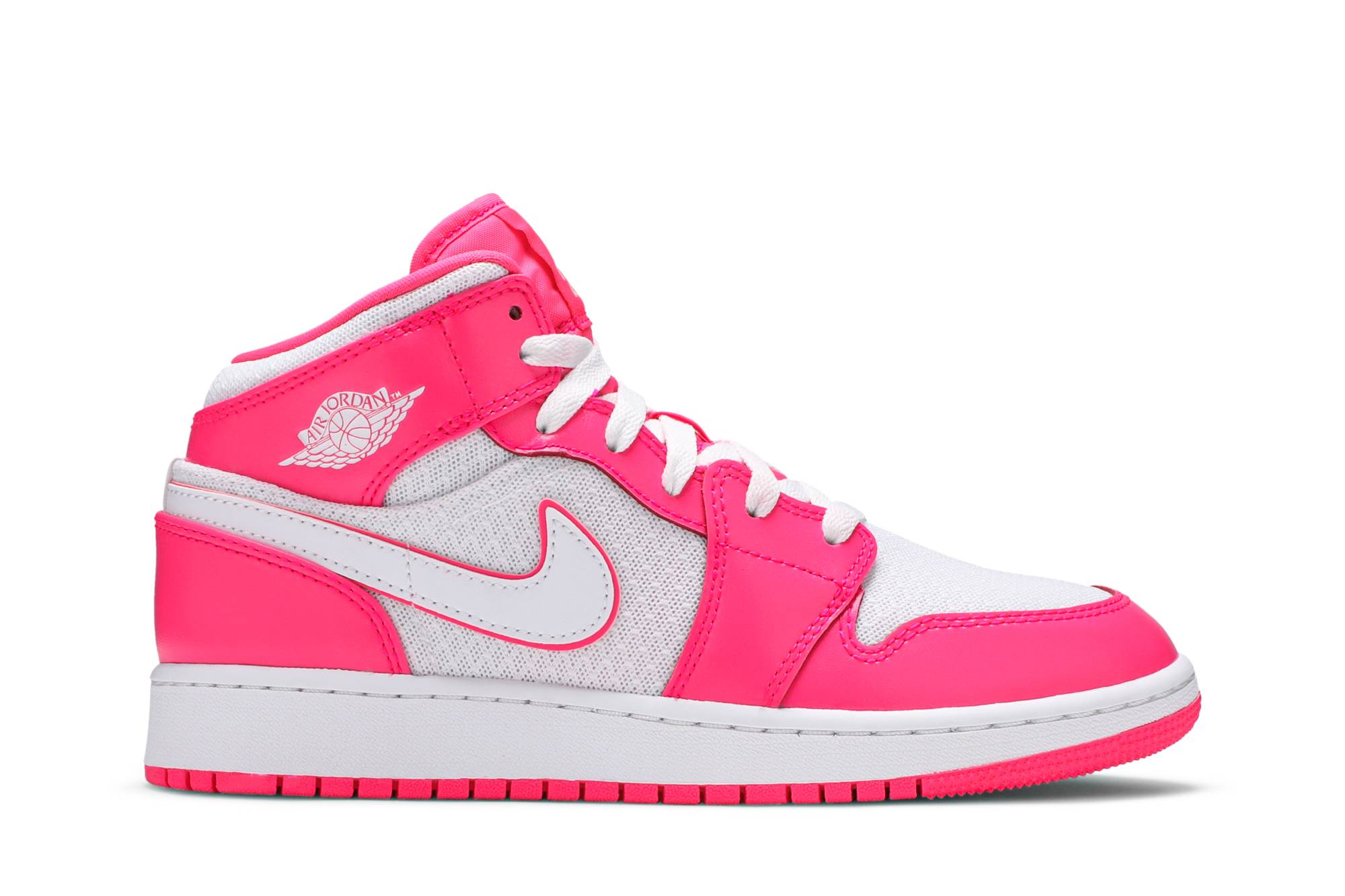 (Grade School) Air Jordan 1 Mid Hyper Pink White 555112-611