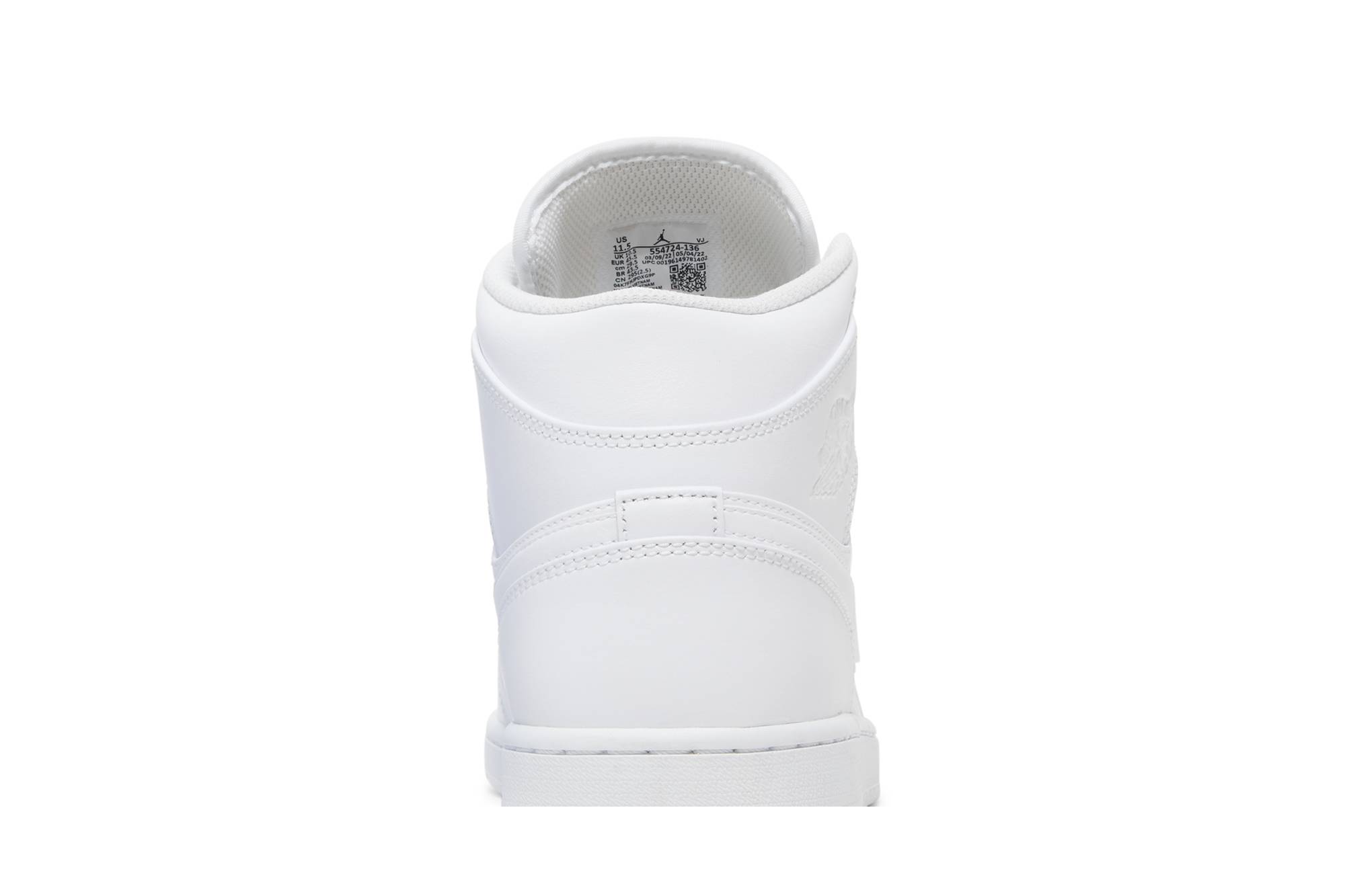 Air Jordan 1 Mid 'Triple White' 2022 554724-136 - Image 7