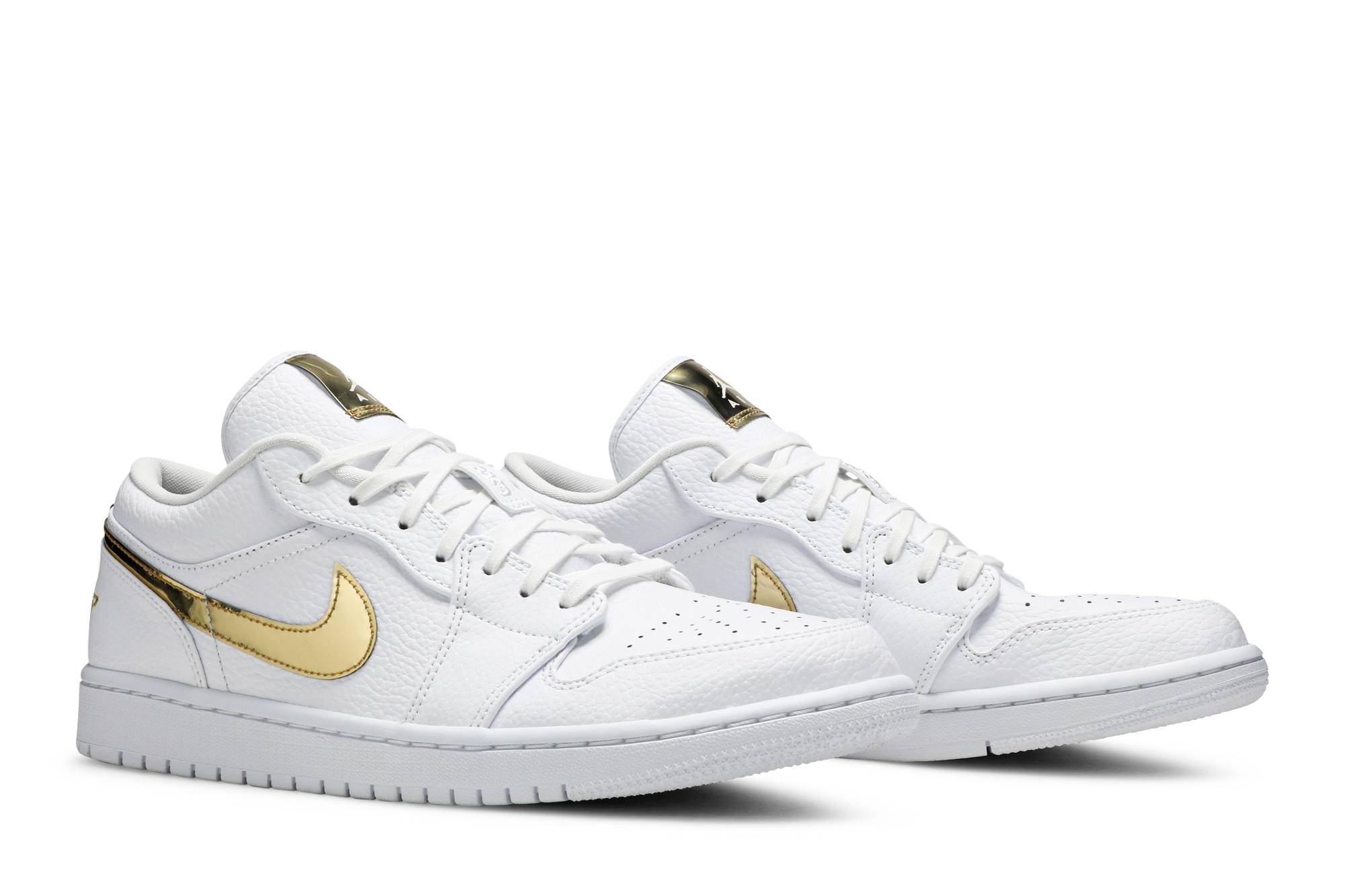 (Women) Air Jordan 1 Retro Low White Metallic Gold CZ4776-100 Moroen - Image 8