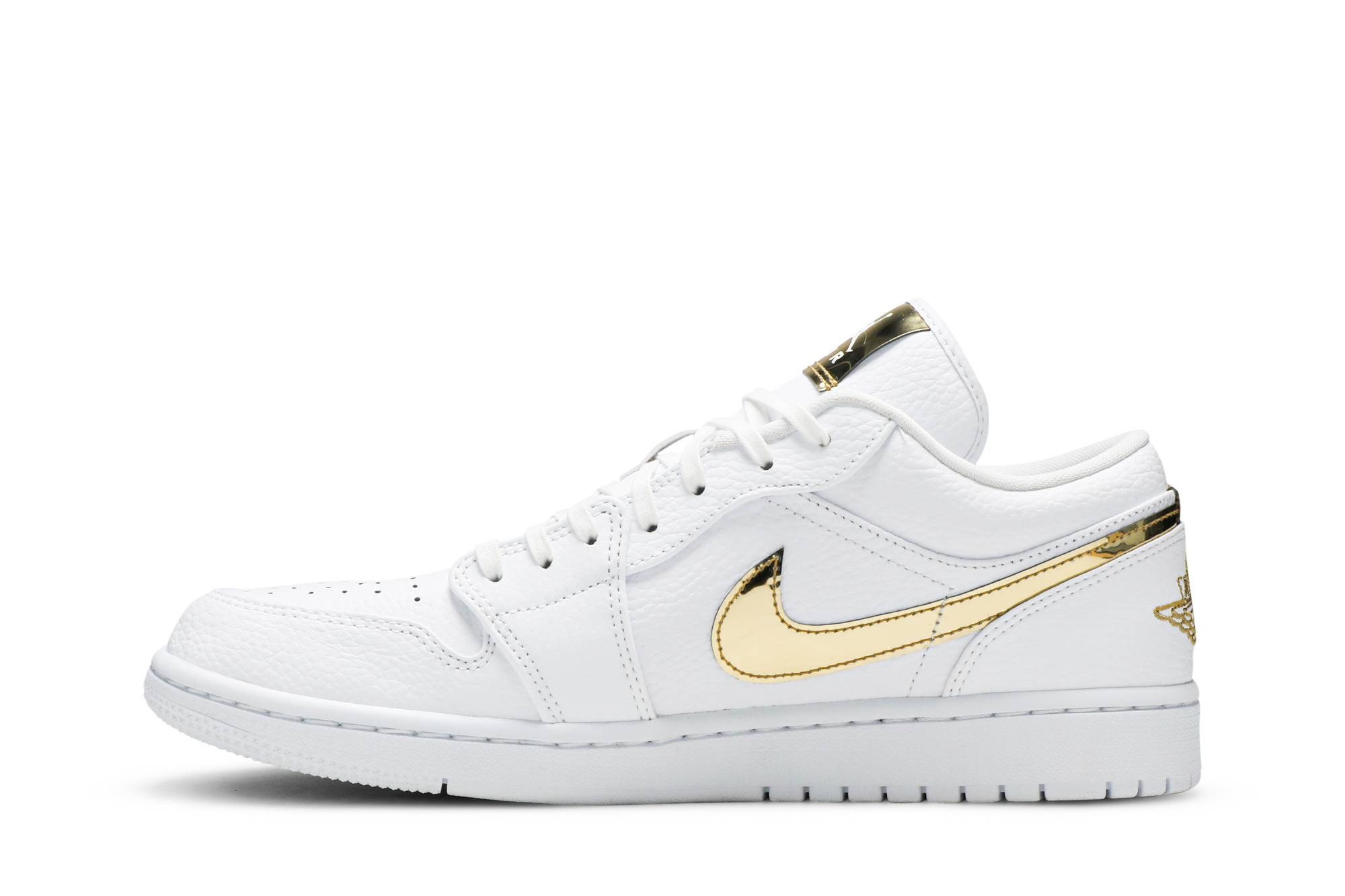 (Women) Air Jordan 1 Retro Low White Metallic Gold CZ4776-100 Moroen - Image 3