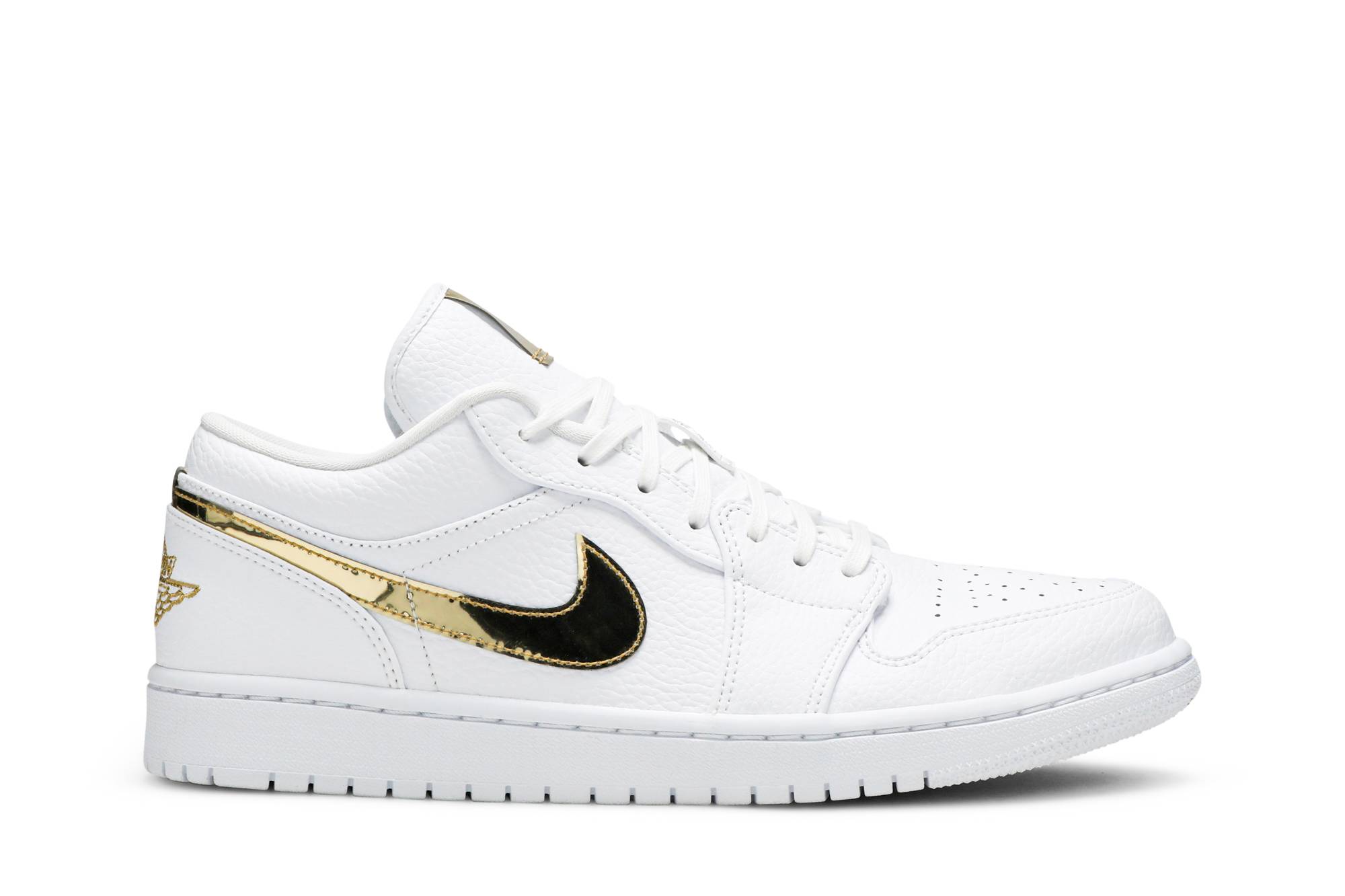 (Women) Air Jordan 1 Retro Low White Metallic Gold CZ4776-100 Moroen