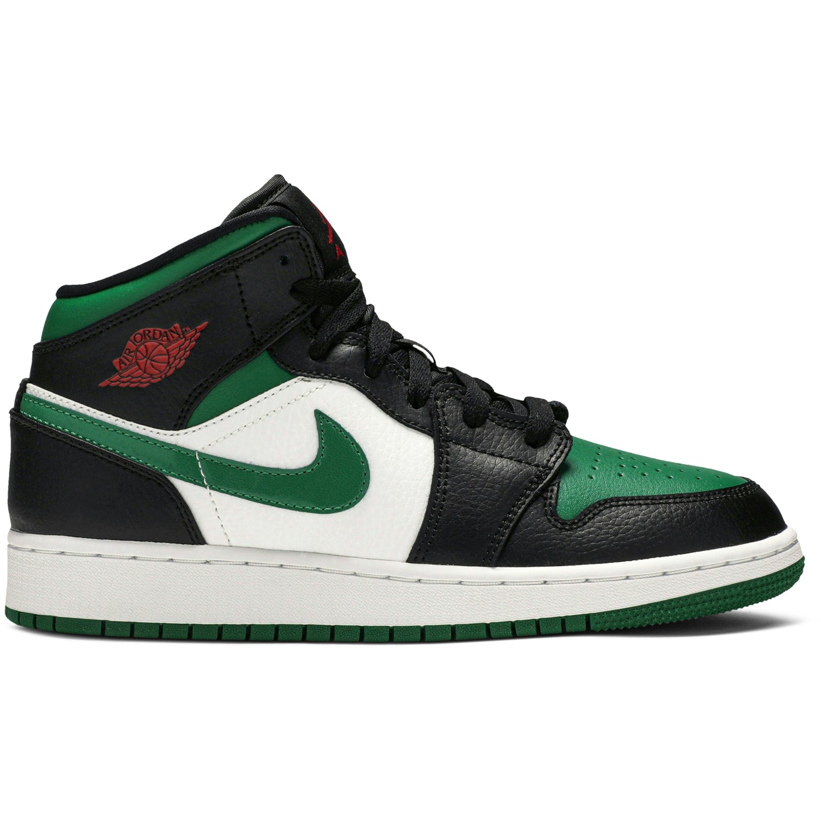 (Grade School) Air Jordan 1 Mid Black Pine Green 554725-067 Coiloa