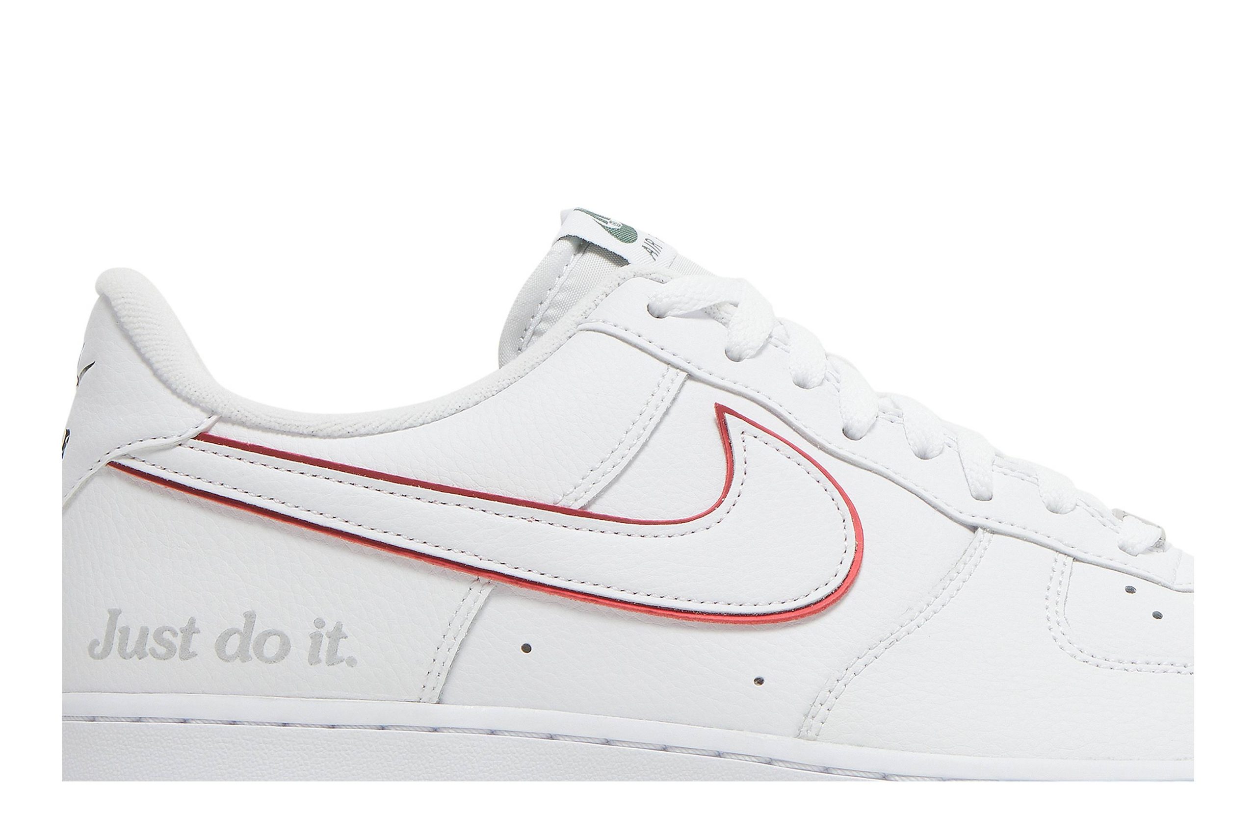 Nike Air Force 1 Low 'Just Do It White Noble Green Metallic Silver University Red' DQ0791-100 - Image 2