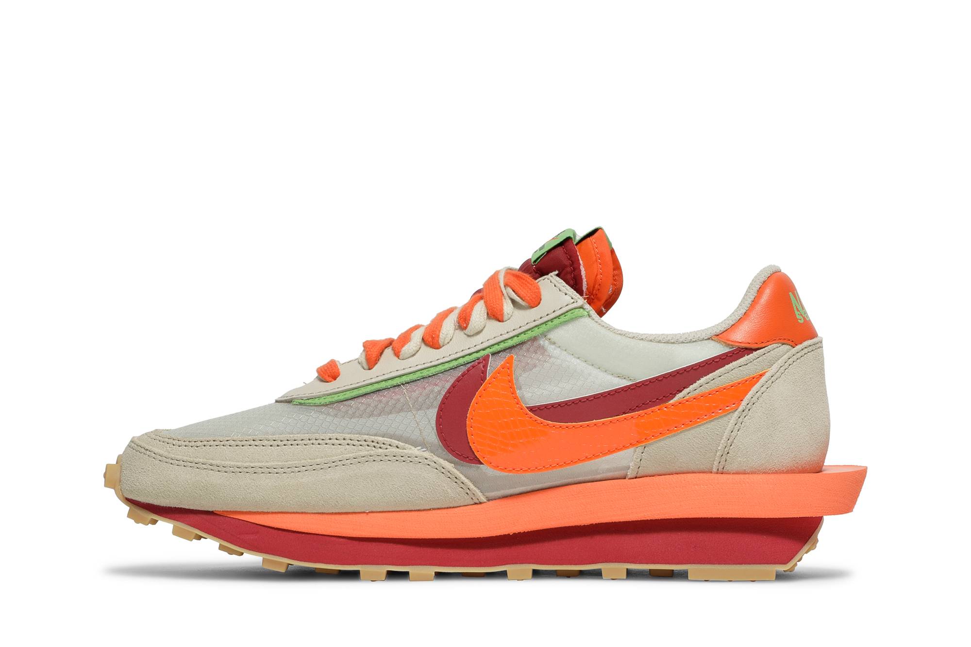 sacai x CLOT x Nike LDWaffle Net Orange Blaze DH1347-100 Moroen - Image 3
