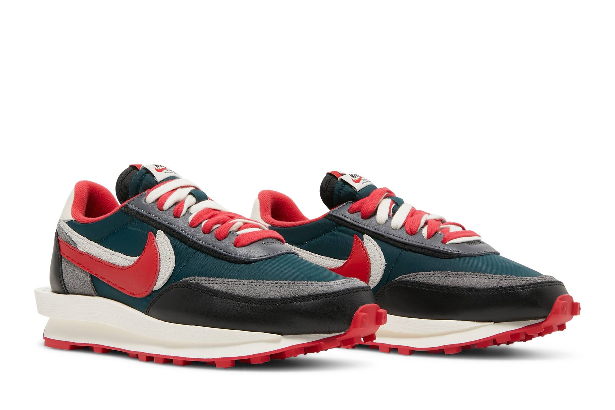 sacai x UNDERCOVER x Nike LDWaffle Midnight Spruce University Red DJ4877-300 Moroen - Image 8