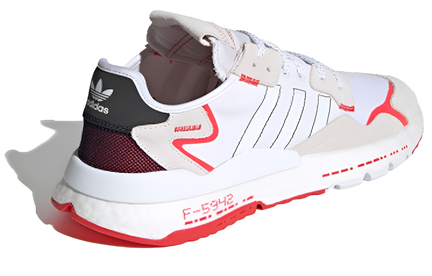 adidas originals Nite Jogger White Black Grey Red H03248 Moroen - Image 4