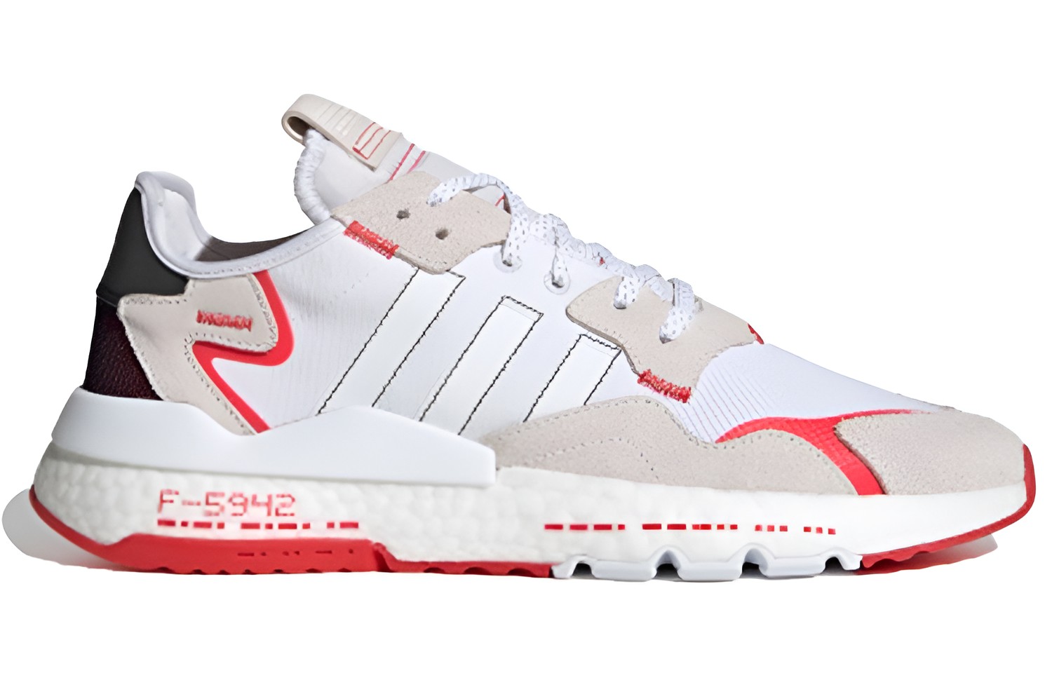 adidas originals Nite Jogger White Black Grey Red H03248 Moroen - Image 2
