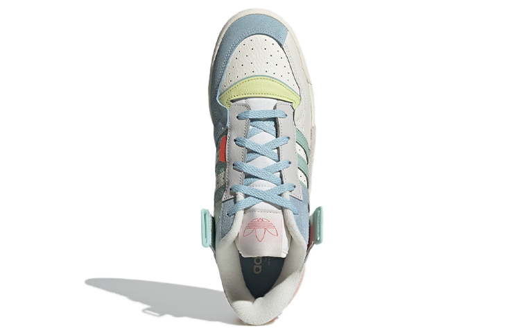 adidas originals Unisex Forum Exhibit Low Sneakers White/Pink/Blue GX4587 - Image 5