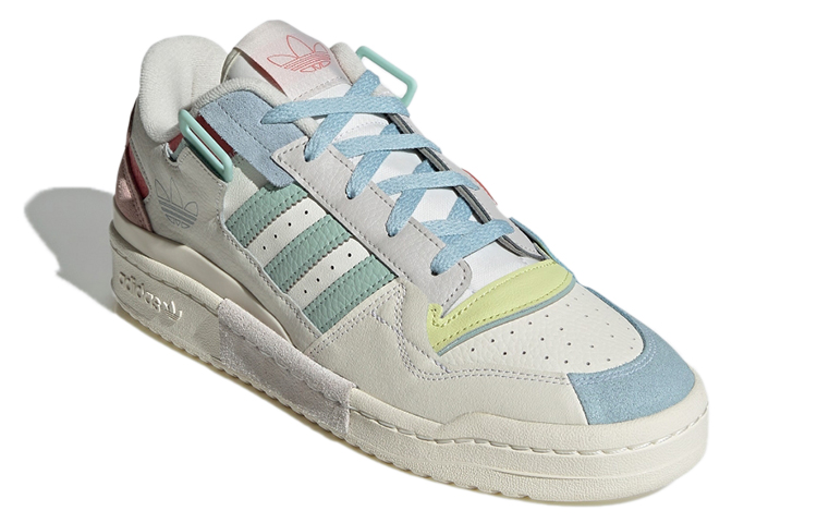 adidas originals Unisex Forum Exhibit Low Sneakers White/Pink/Blue GX4587 - Image 3