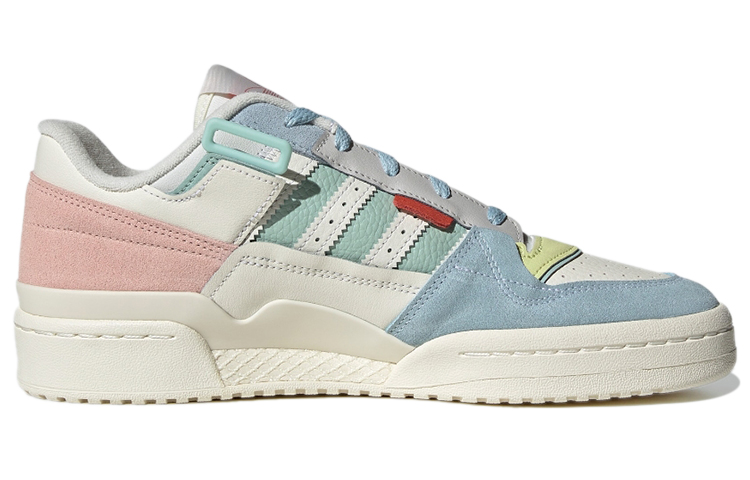 adidas originals Unisex Forum Exhibit Low Sneakers White/Pink/Blue GX4587 - Image 2