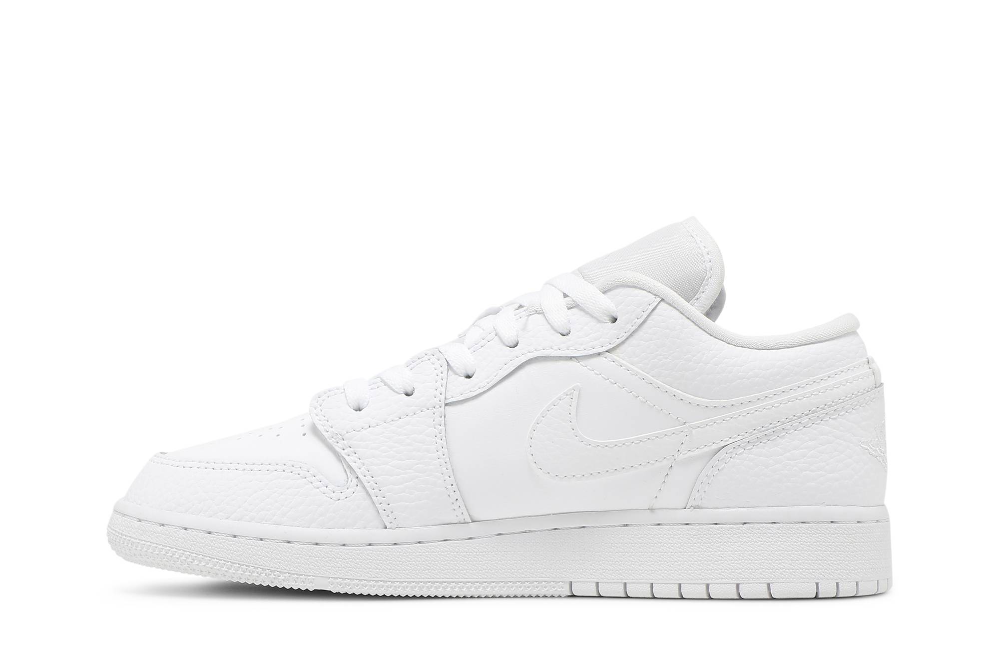(Grade School) Air Jordan 1 Low Triple White 553560-130 Moroen - Image 10