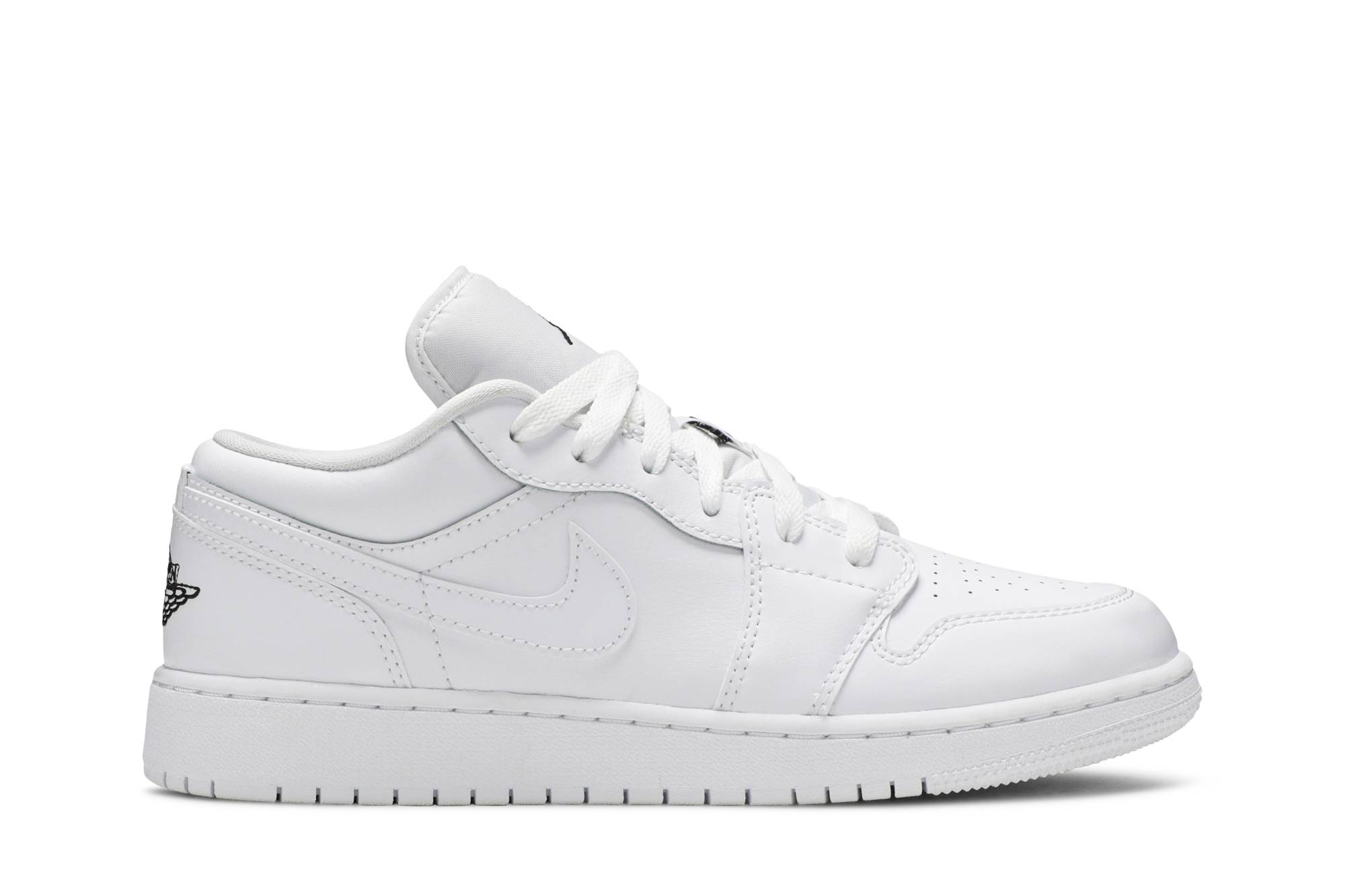 (Grade School) Air Jordan 1 Low White Black 553560-101 Coiloa