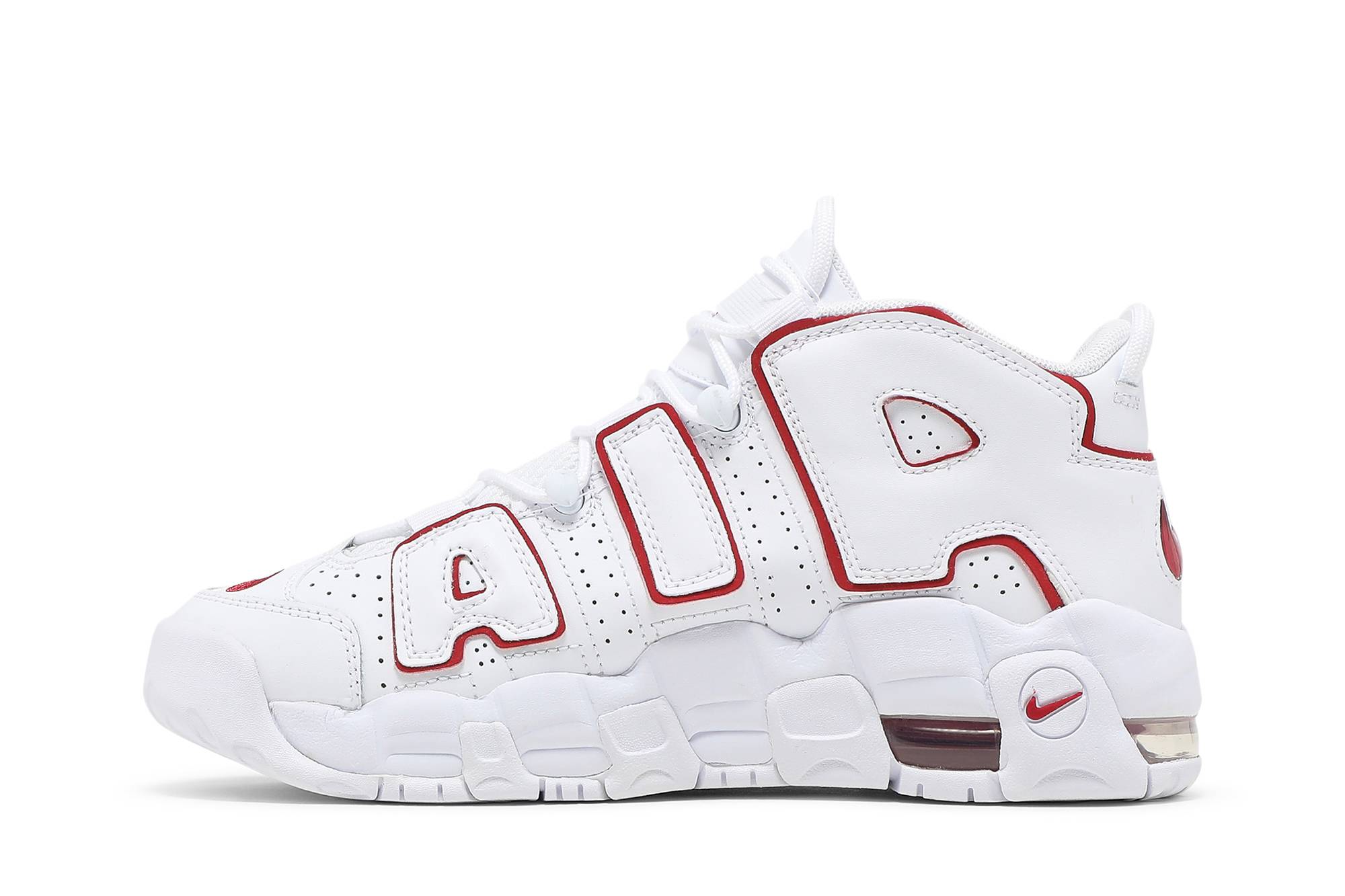 (Grade School) Nike Air More Uptempo 2021 White Varsity Red DJ5988-100 Coiloa - immagine 3