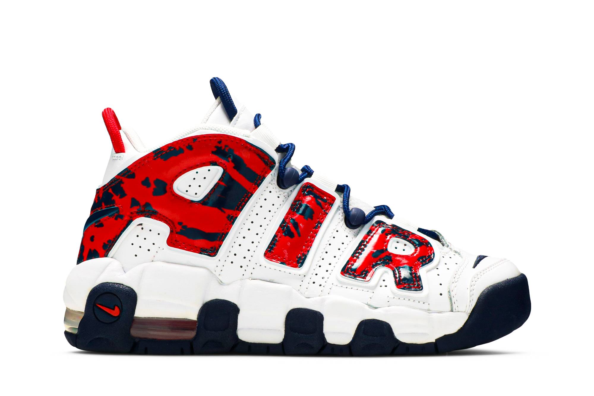 (Grade School) Nike Air More Uptempo 'White Blue Red Camo' CZ7885-100