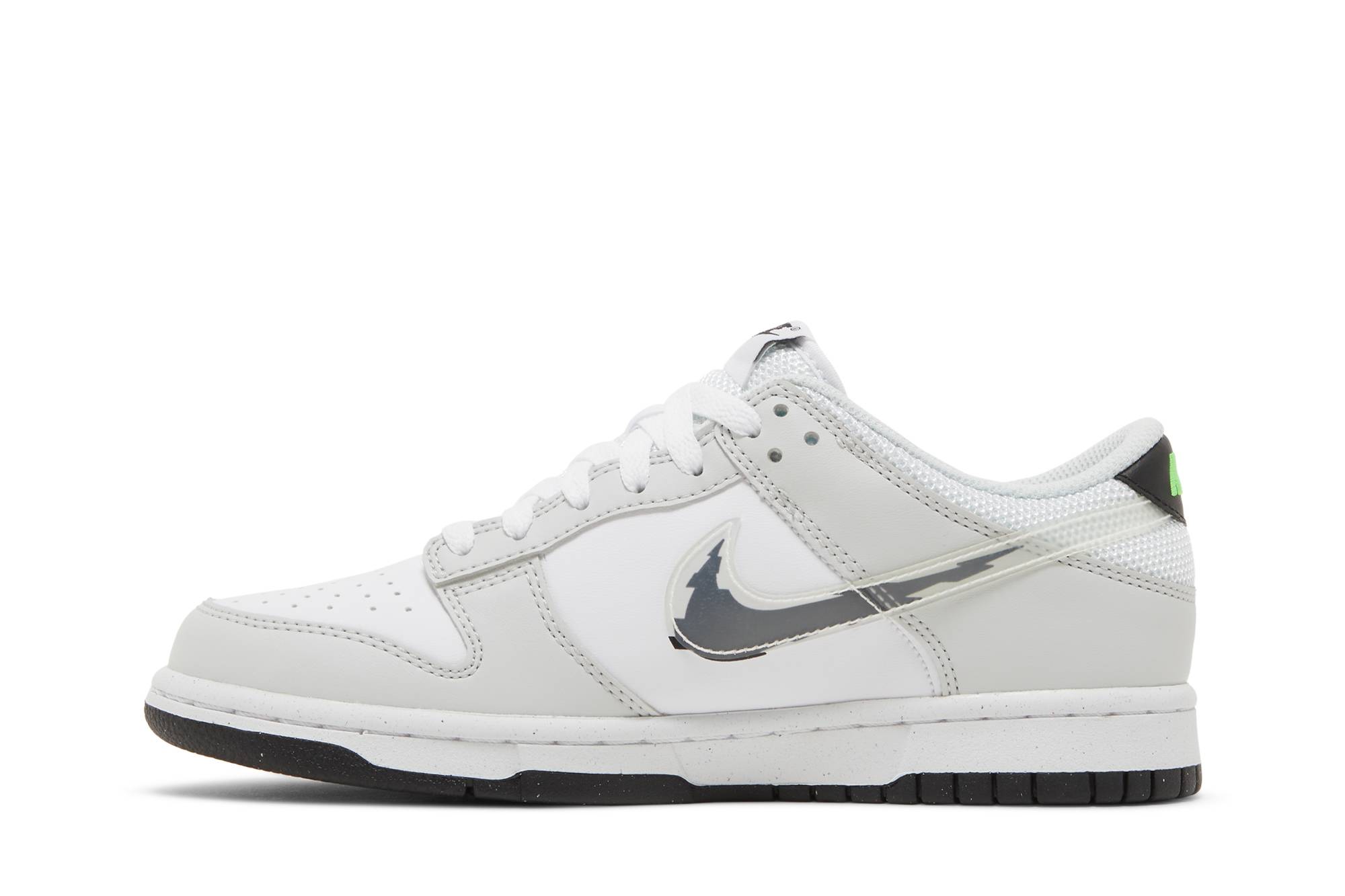 (Grade School) Nike Dunk Low Glitch Swoosh DV3033-001 Coiloa - Image 3