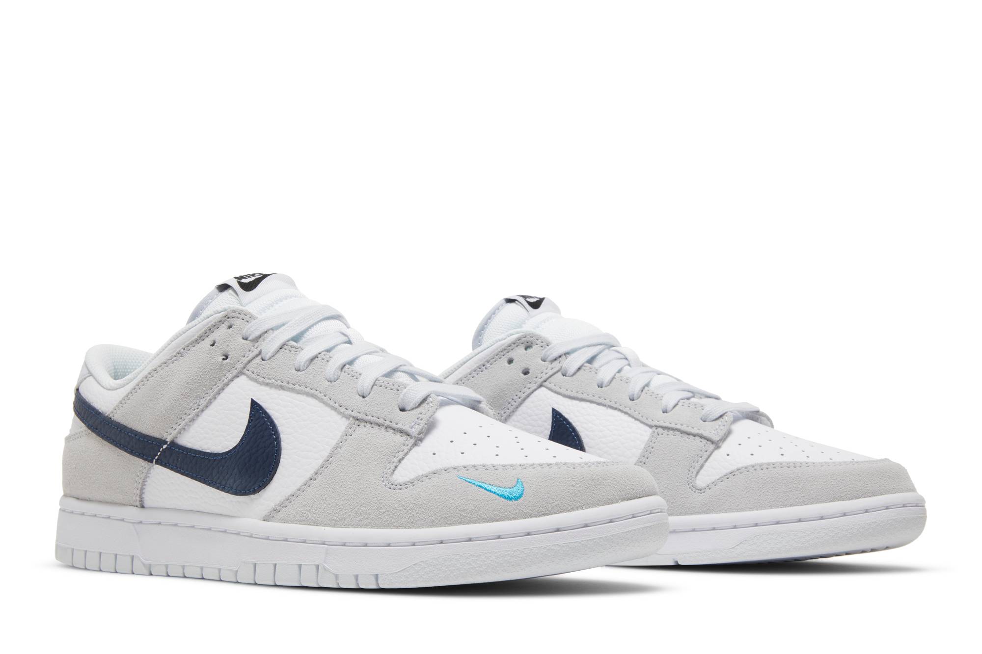 Nike Dunk Low White Grey Navy Aqua Mini Swoosh FJ4227-001 Moroen - Image 8