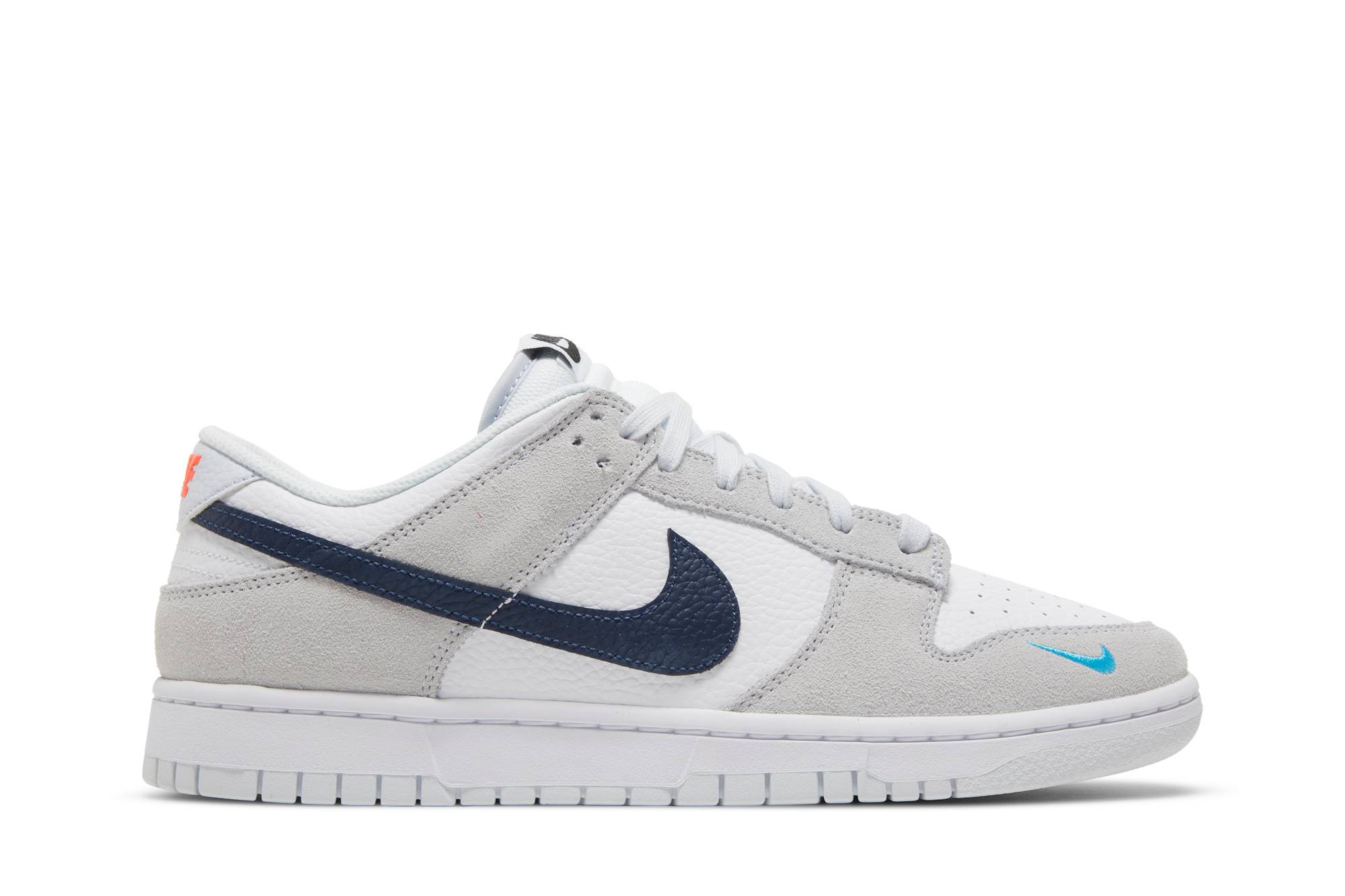 Nike Dunk Low White Grey Navy Aqua Mini Swoosh FJ4227-001 Gloiber