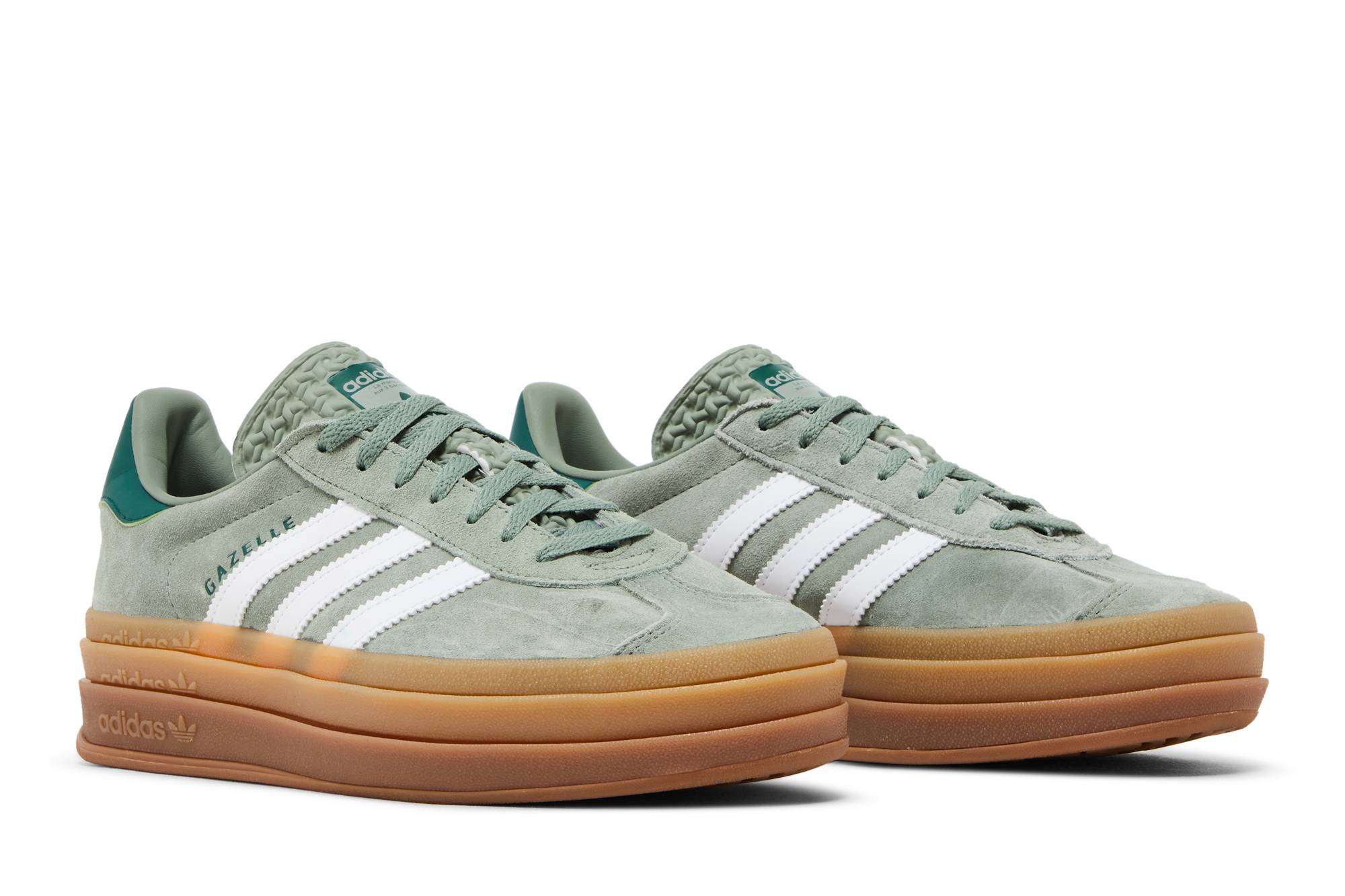 (Women) adidas Gazelle Bold Silver Green Gum ID6998 Moroen - Image 8