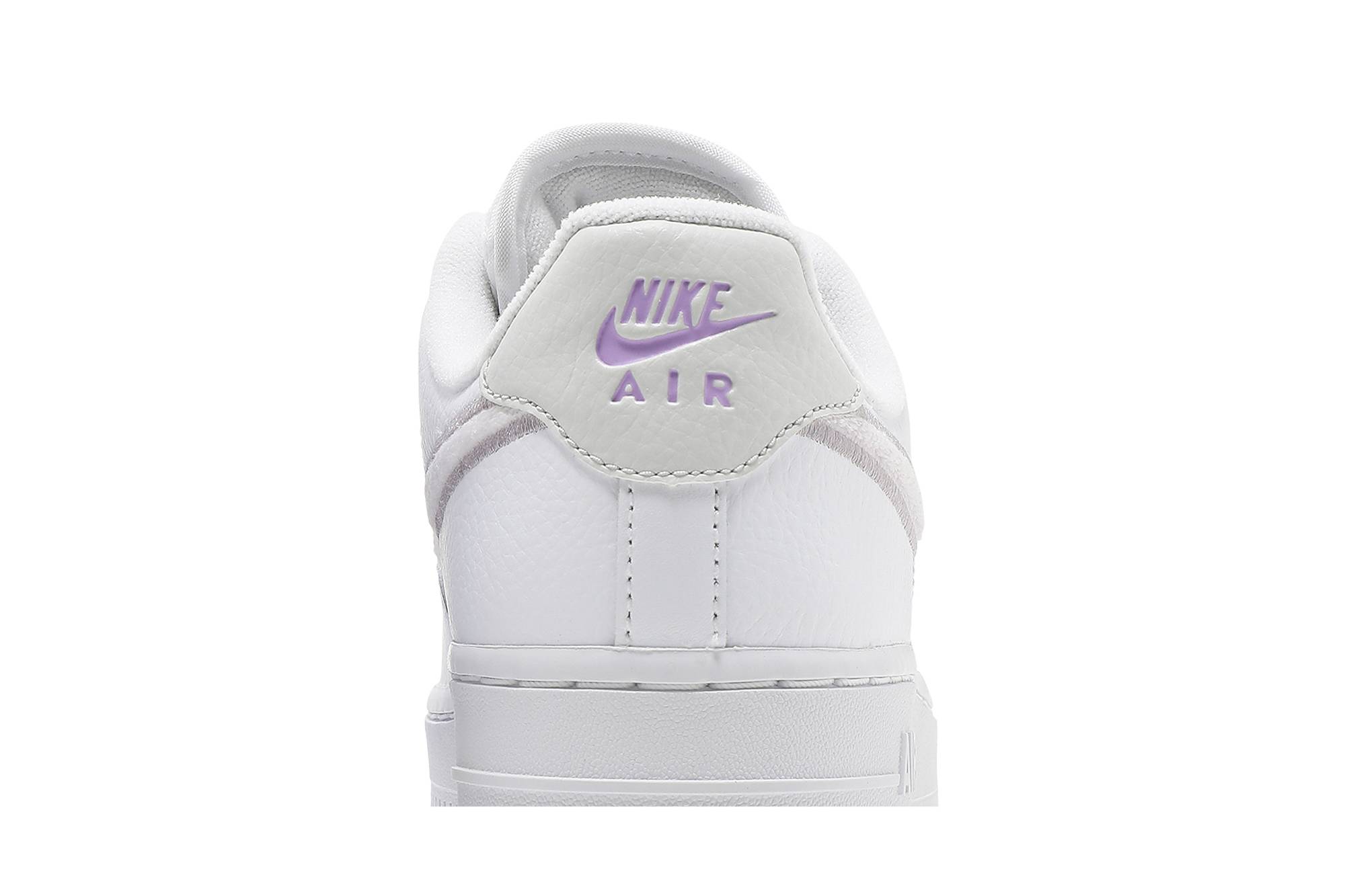 (Women) Nike Air Force 1 07 Essential Chenille Swoosh - White Lilac DN5056-100 Moroen - Image 7