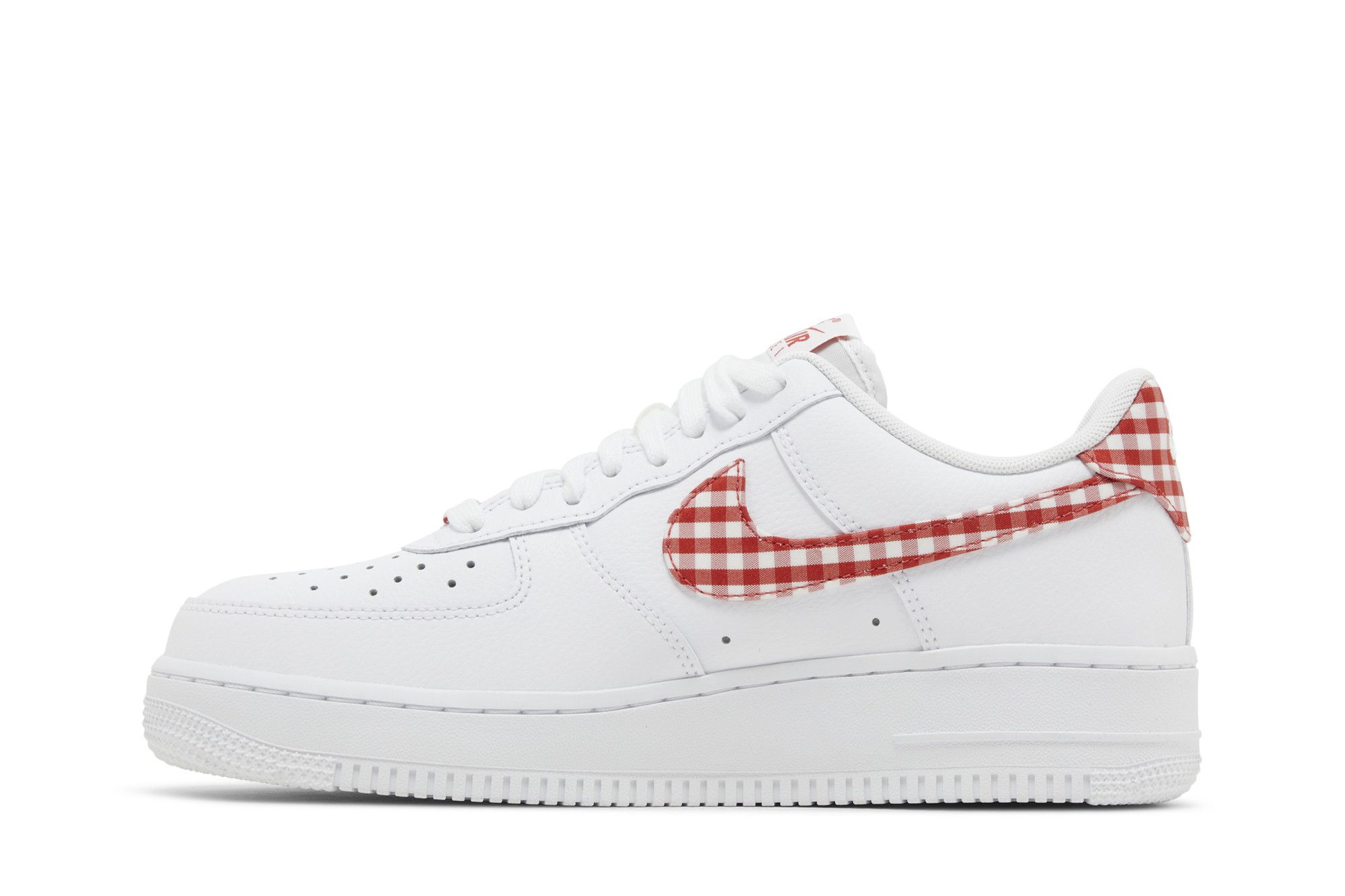 (Women) Nike Air Force 1 07 Essential Mystic Red Gingham DZ2784-101 Moroen - Image 10