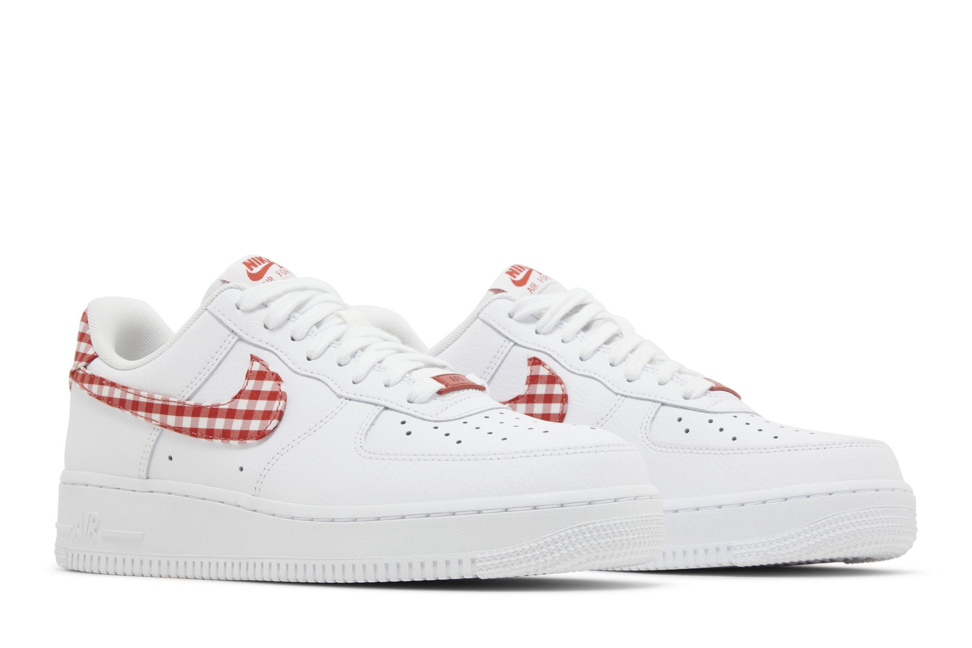 (Women) Nike Air Force 1 07 Essential Mystic Red Gingham DZ2784-101 Moroen - Image 15