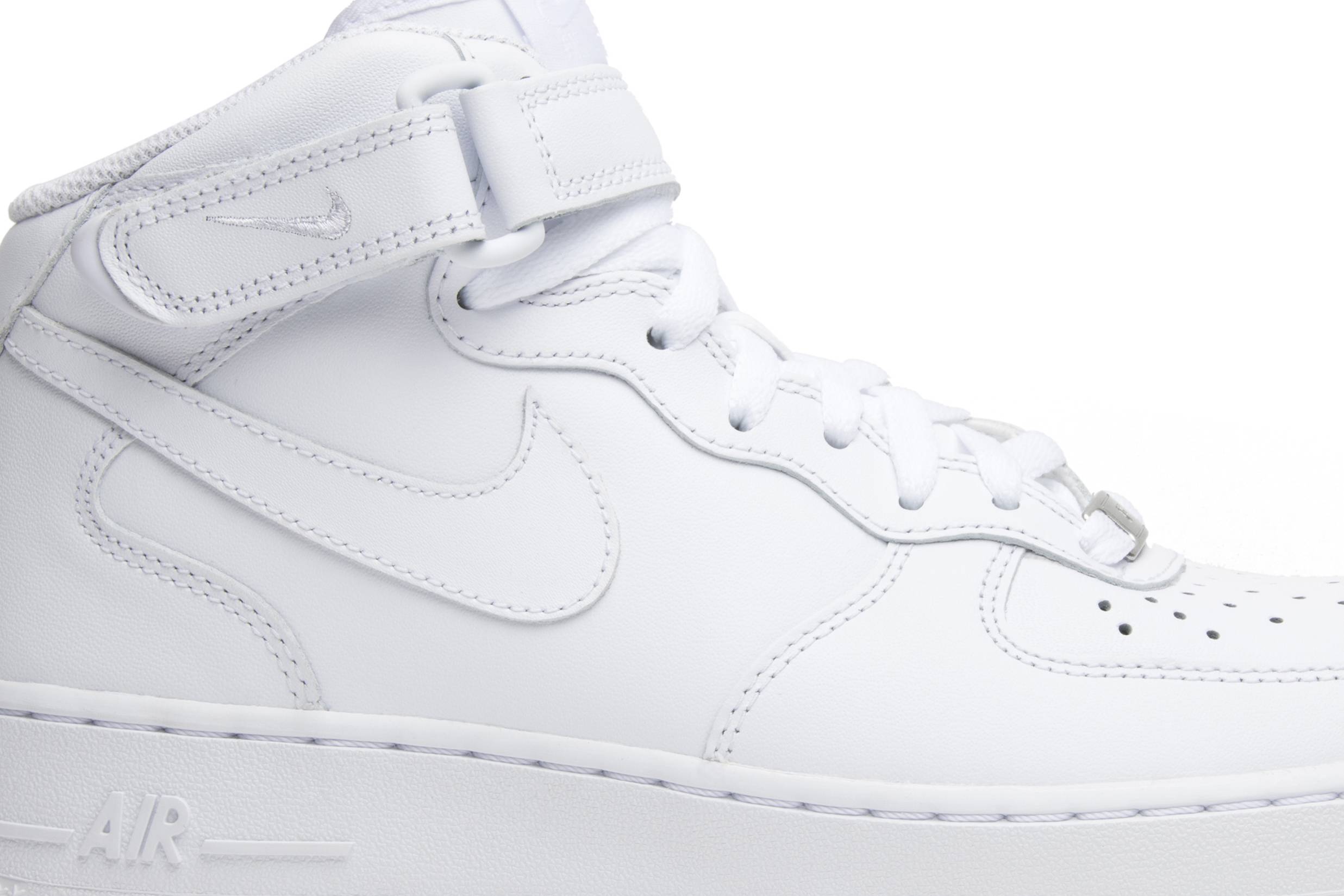 (Women) Nike Air Force 1 Mid 07 Leather 'Triple White' 366731-100 - Image 2