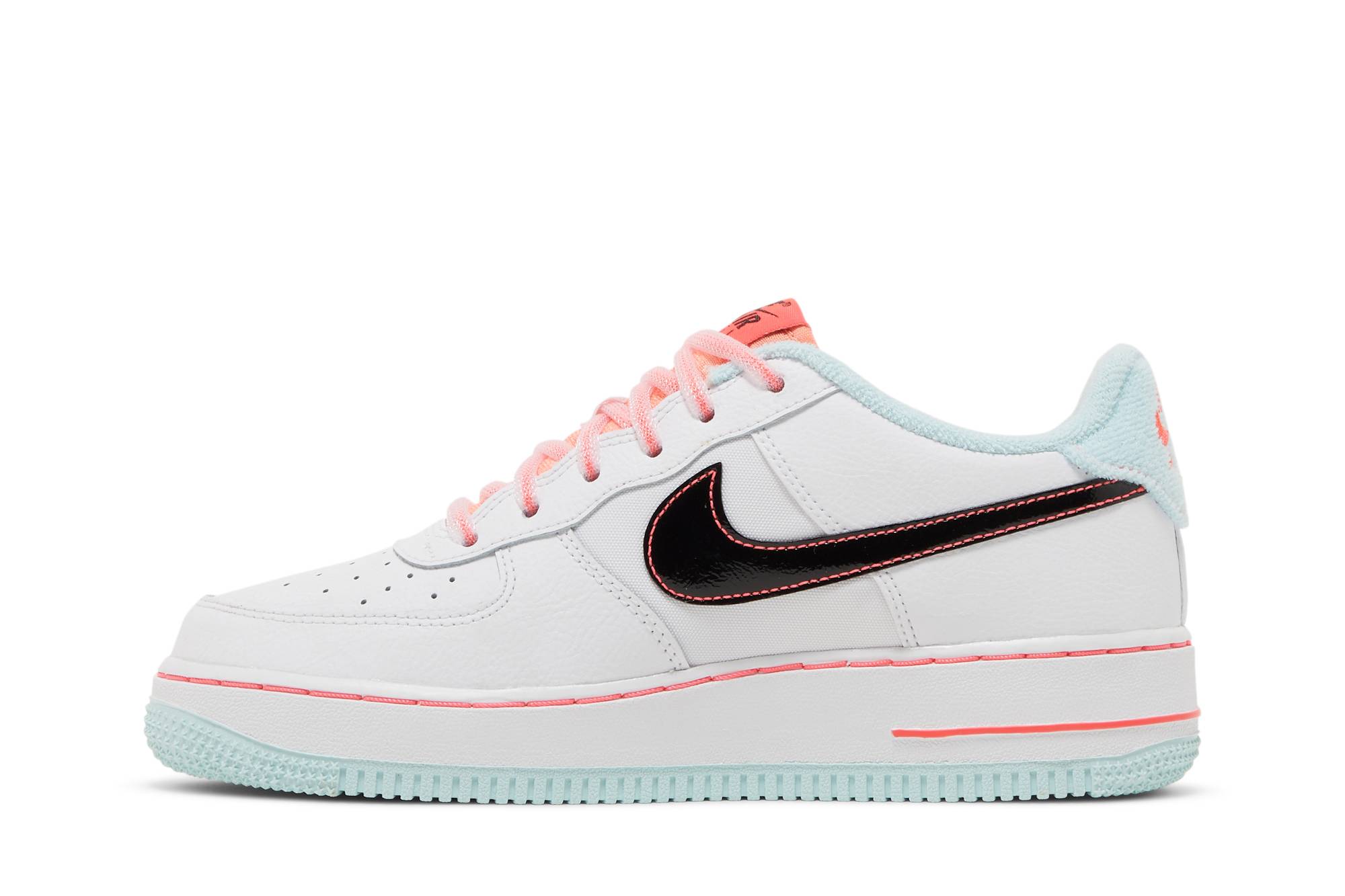(Youth) Nike Air Force 1 07 LV8 GS White Atomic Pink DD7709-100 Moroen - Image 10